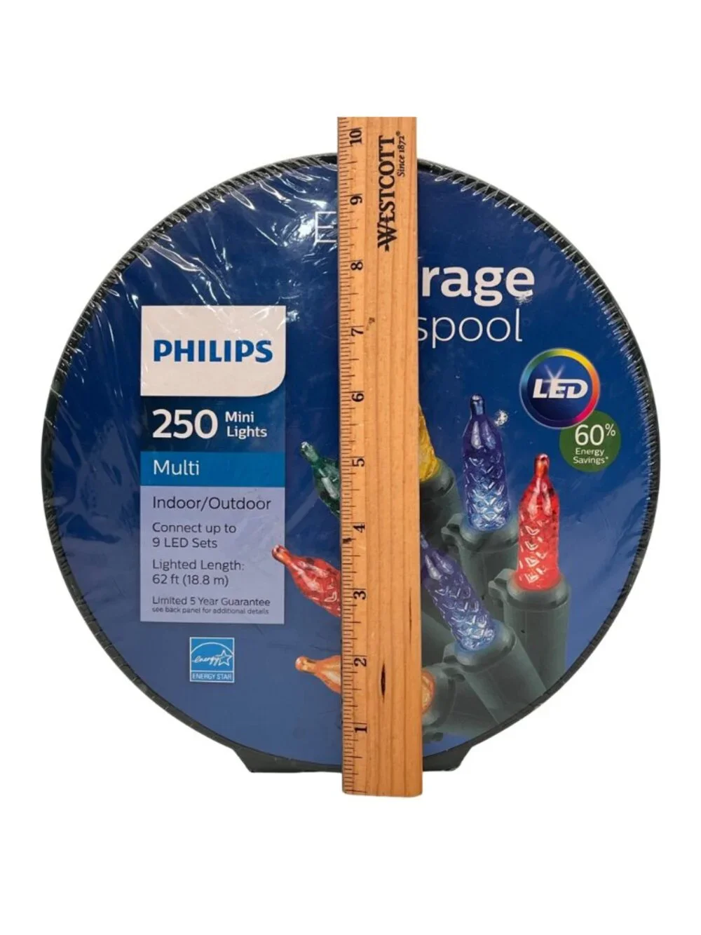Philips 250 Mini LED Lights Multi-Color Indoor/Outdoor 62 Ft Easy Storage Spool